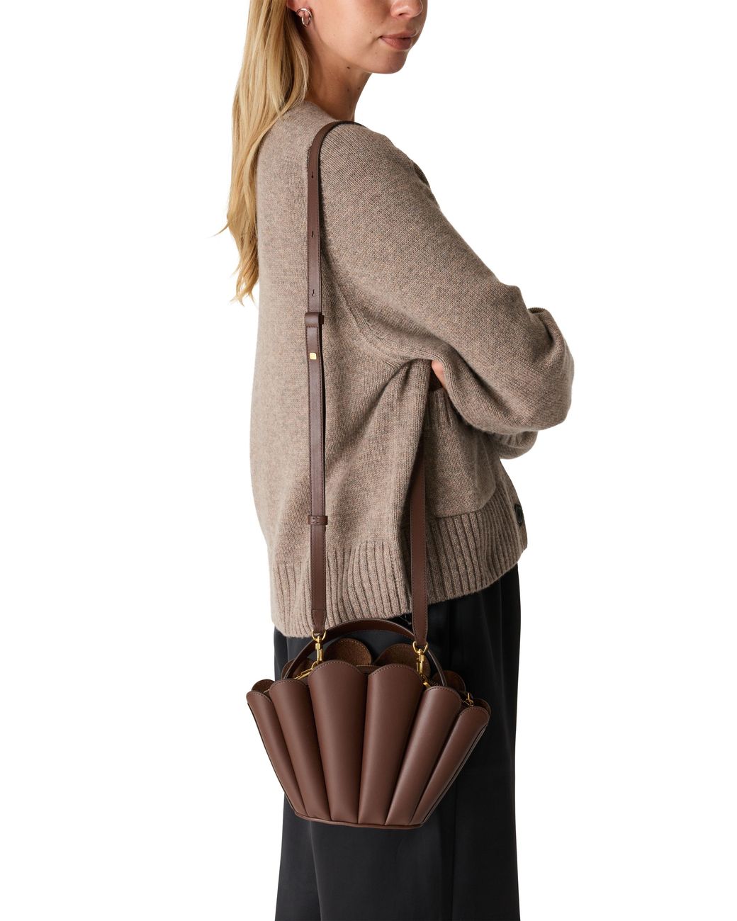 Mlouye Brown Seashell Crossbody Bag