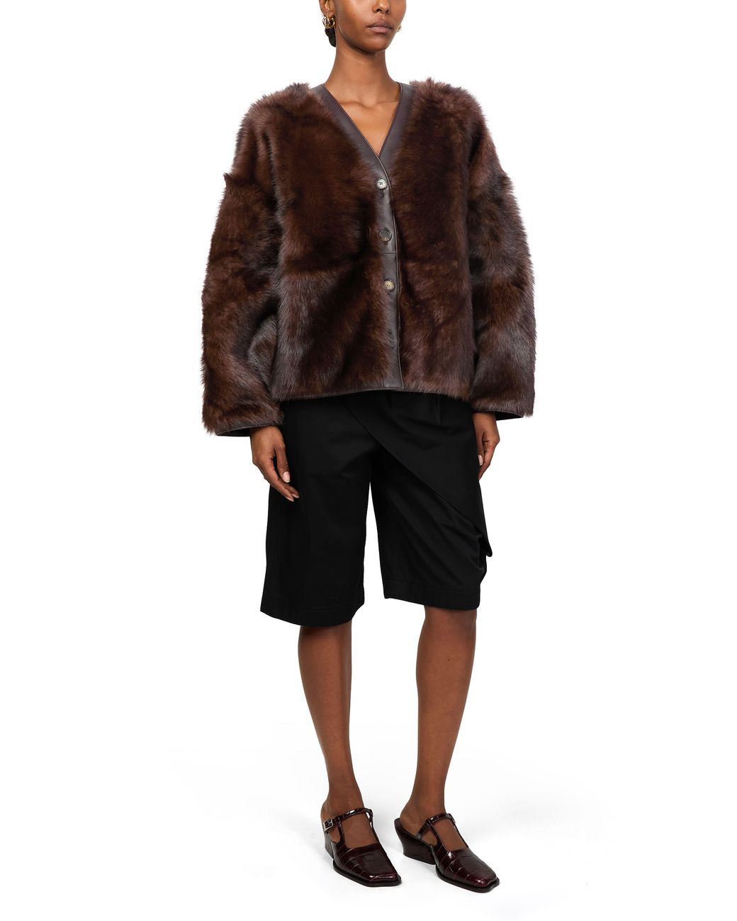 Loewe Brown Sheepskin Cardigan