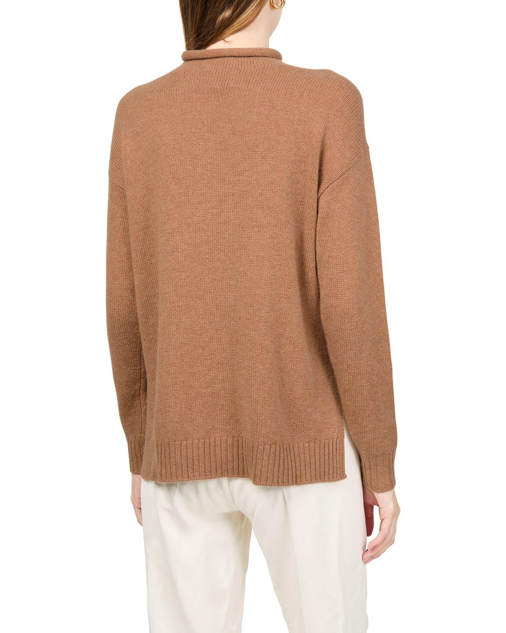 Bompard Brown Cashmere Sweater With Large High Neck