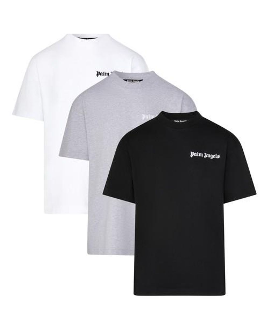 【関税込み】PALM ANGELS SET OF 3 MONOGRAM T-SHIRTS Palm Angels Pack Of Three T-shirts in White for Men | Lyst
