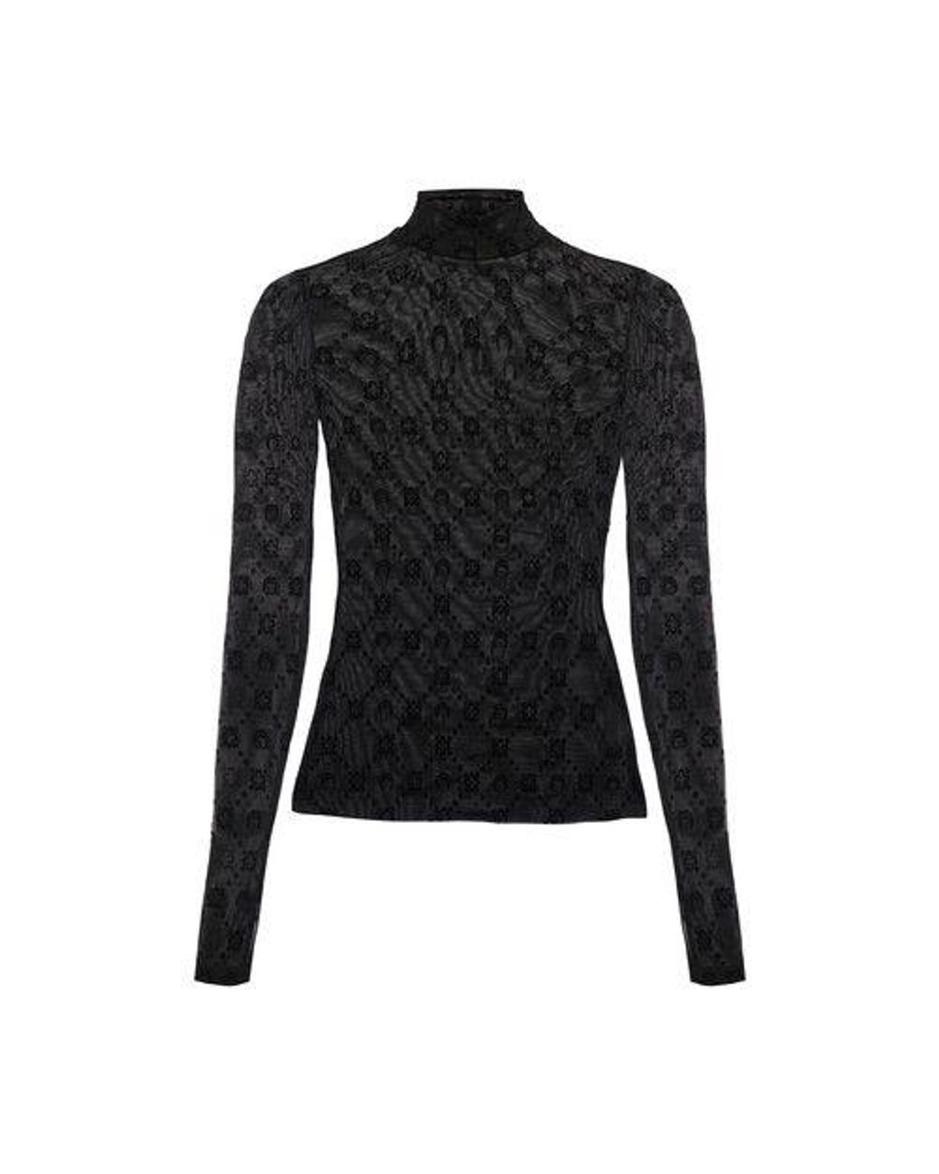 Marine Serre Moonogram Flocked Mesh Second Skin Top in Black | Lyst