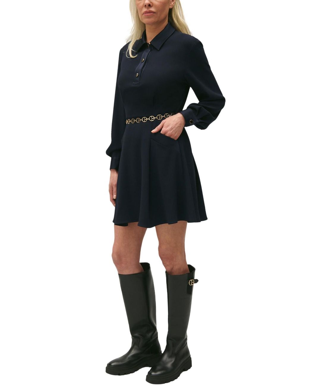 Short dress shop with collar