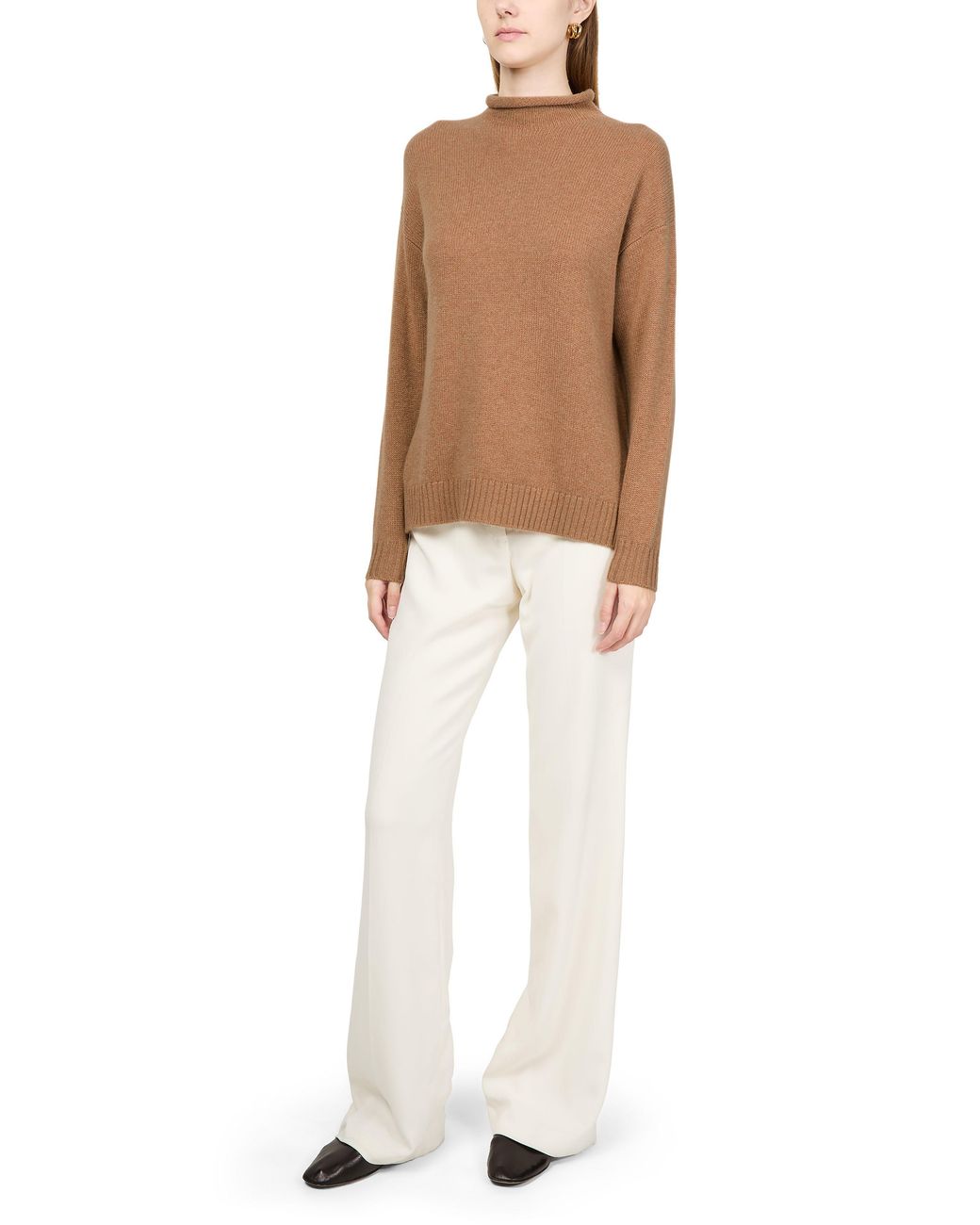 Bompard Brown Cashmere Sweater With Large High Neck
