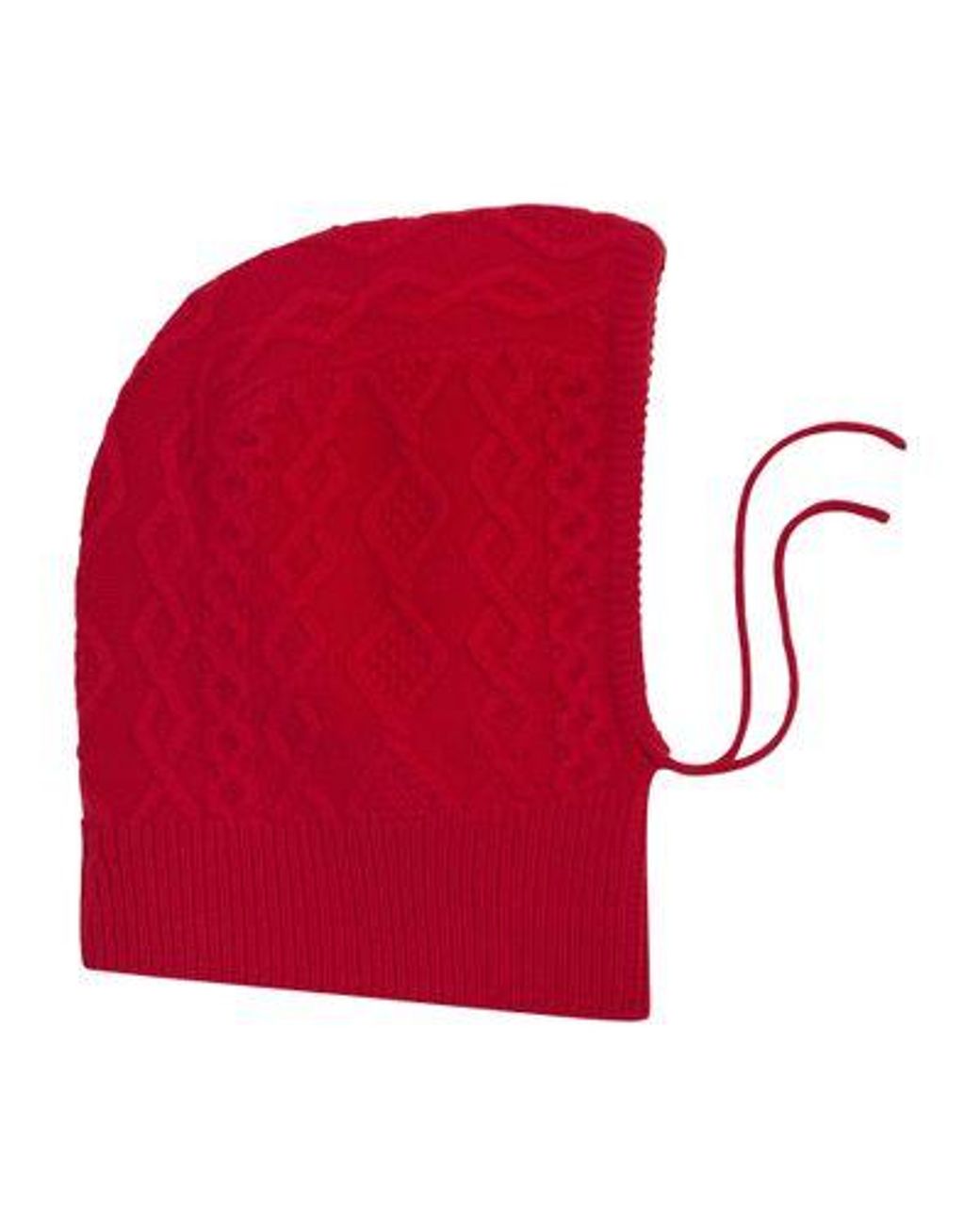 Bompard Red Cashmere Cable Knit Balaclava