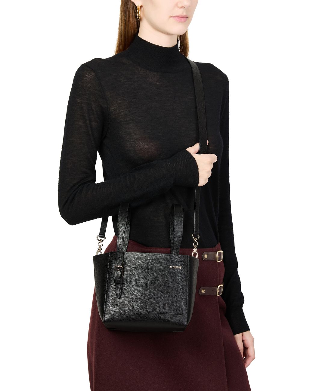 Valextra Black Mini Bucket Bag