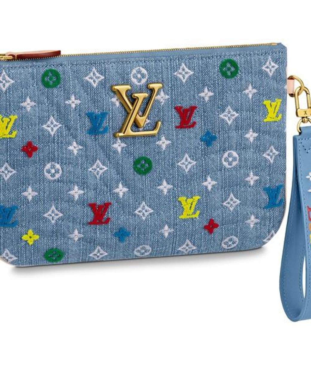 Louis Vuitton New Wave Chain Shoulder Bag Embroidered Monogram Denim