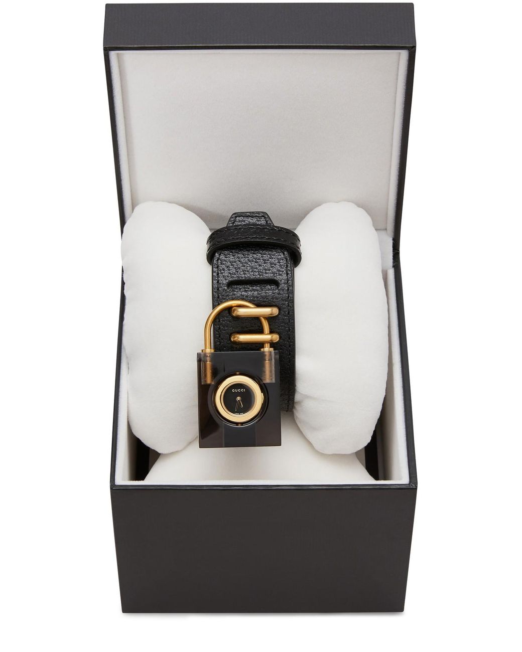 Gucci Leather Constance Watch in Black 