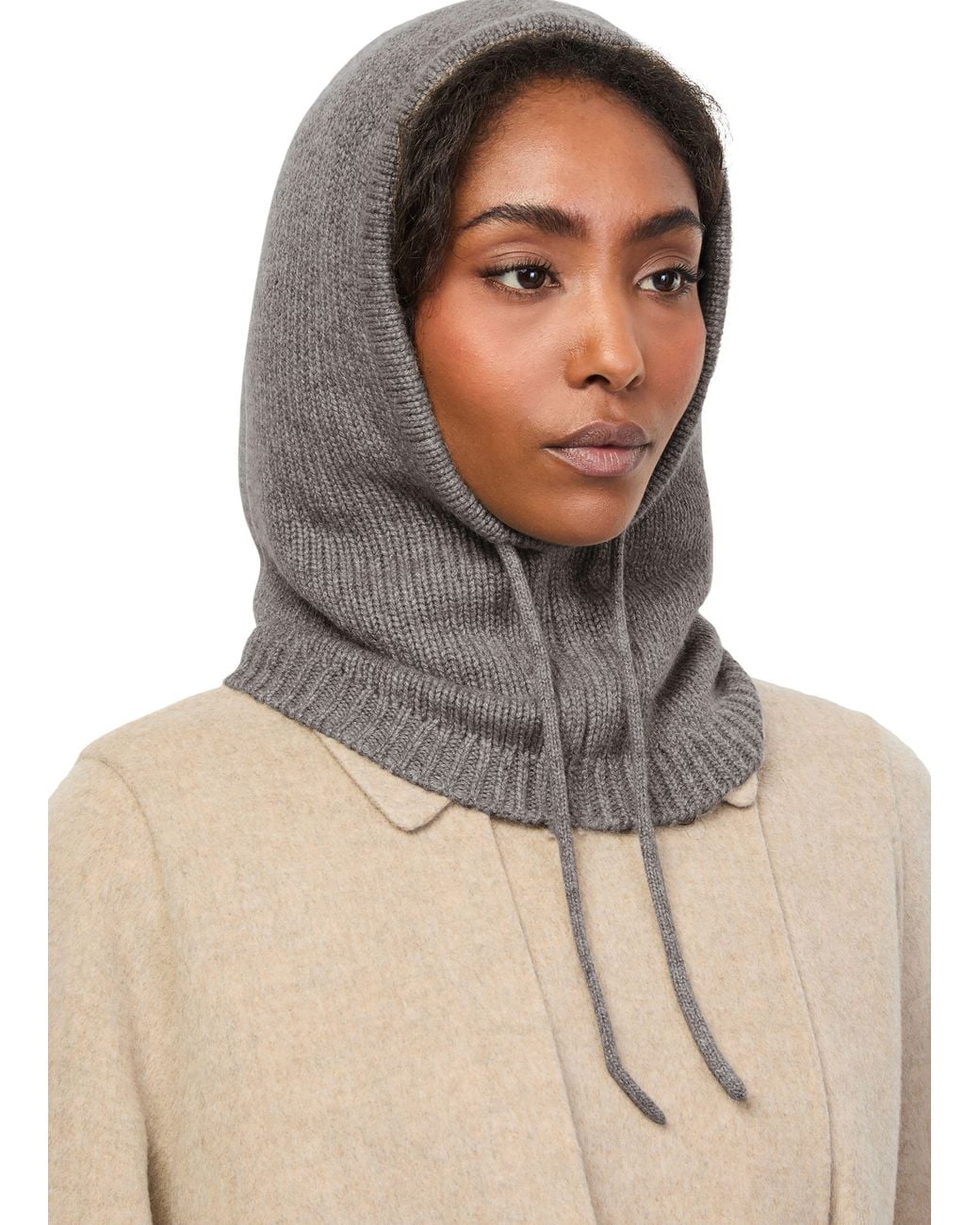 Bompard Brown Cashmere Balaclava With Drawstring