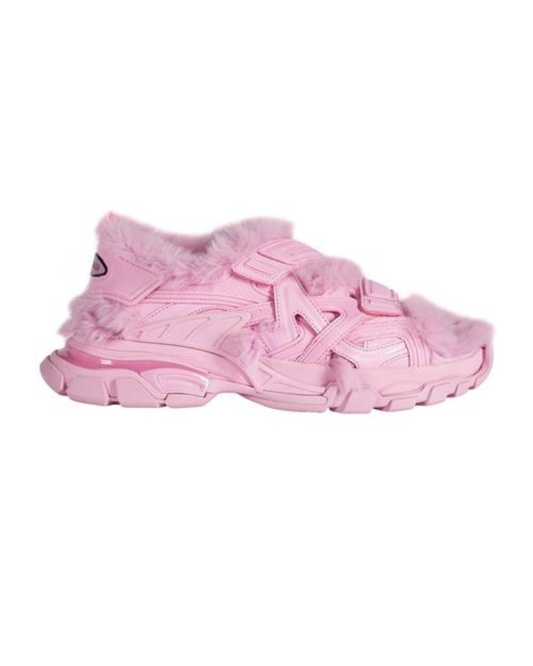 Balenciaga Track Fake Fur Sandals Pink | Lyst