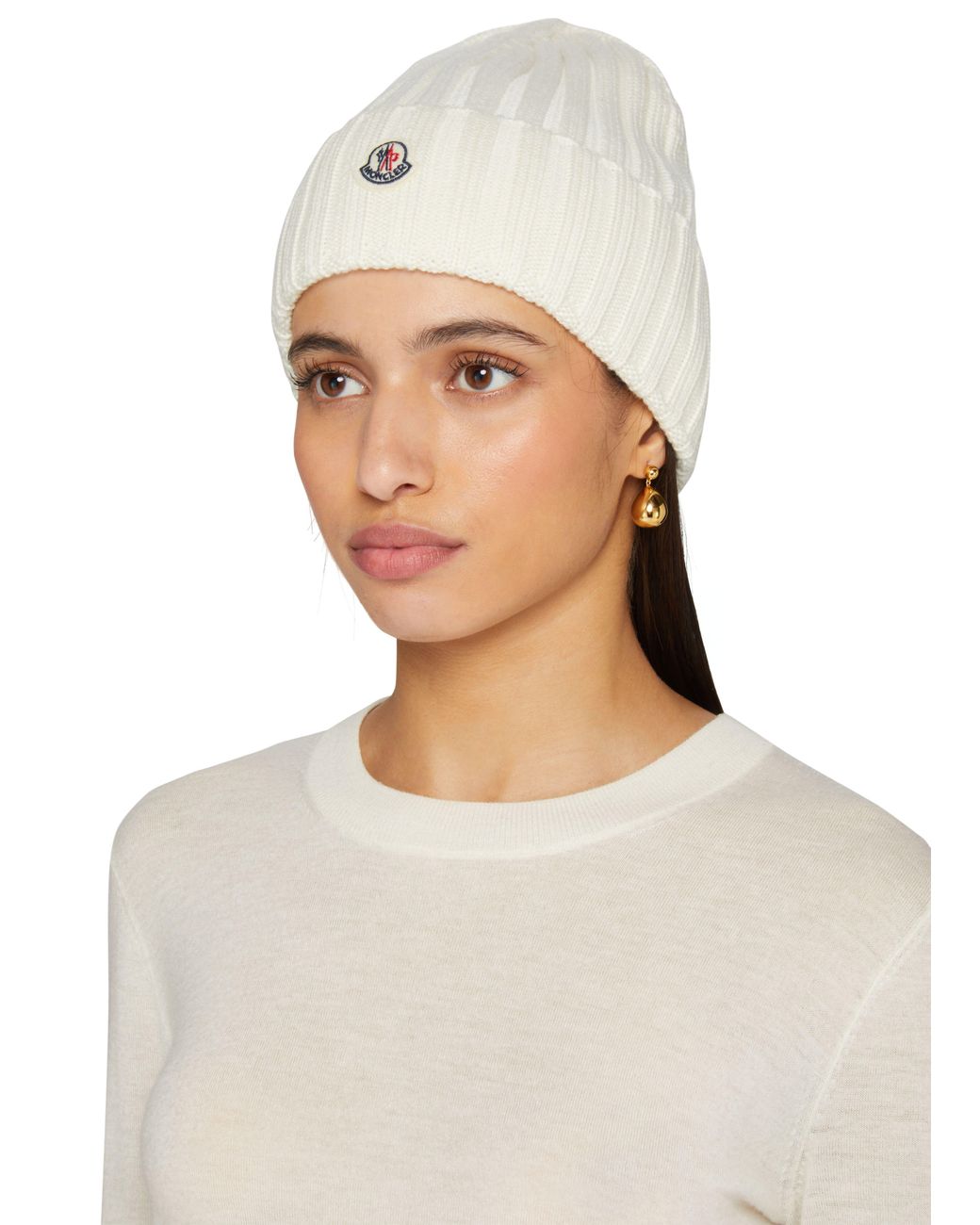 Moncler White Mütze Mit Logo