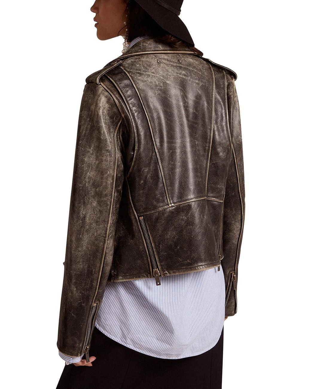 Golden Goose Leather Jacket in Black | Lyst