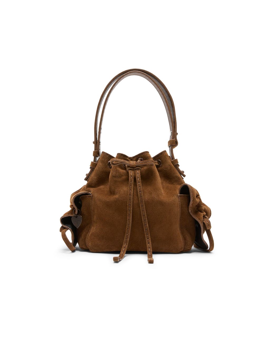 Acne Brown Mini Multipocket Suede Bucket Bag
