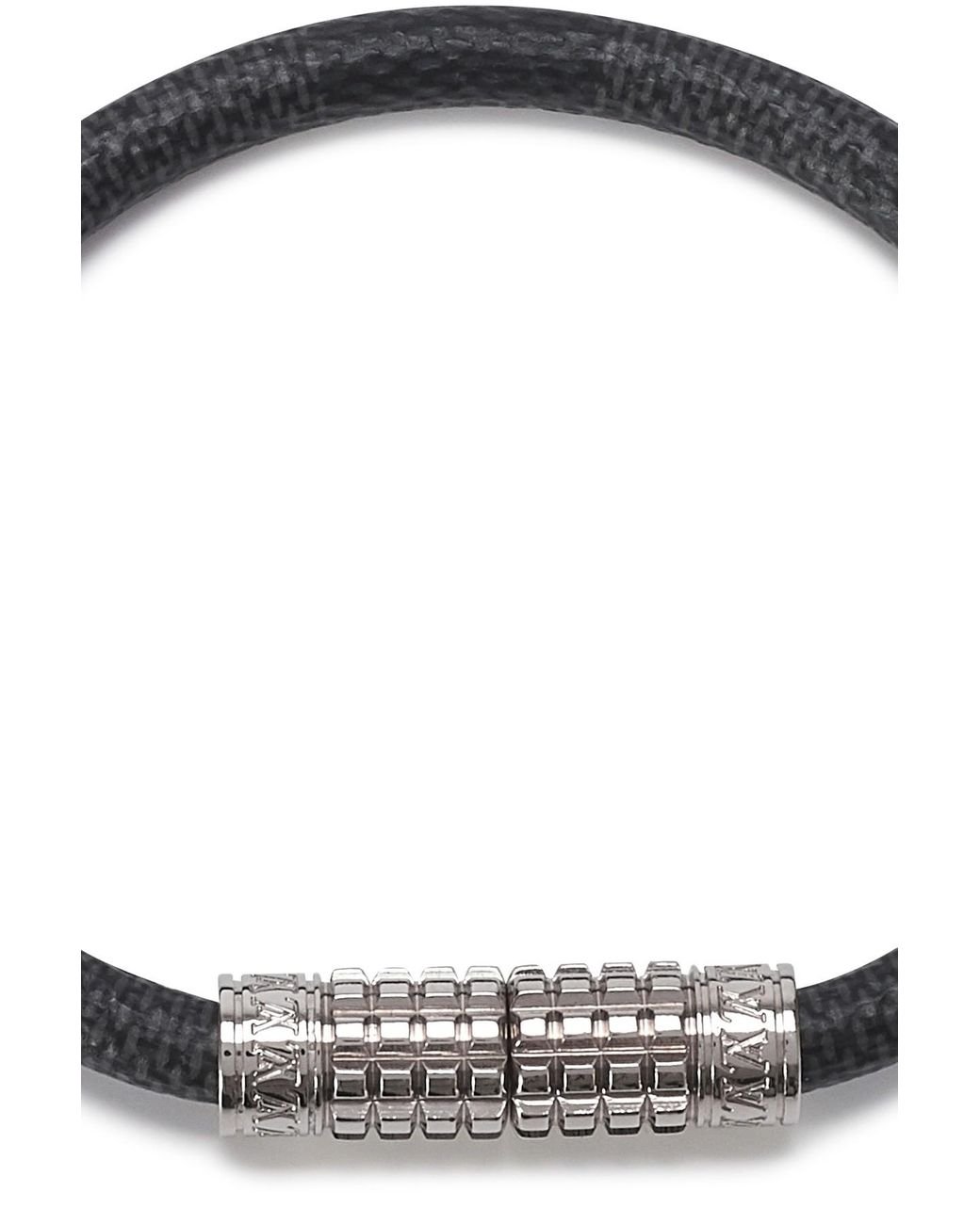 Louis Vuitton Digit Silberfarbenes Metall- und Lederarmband
