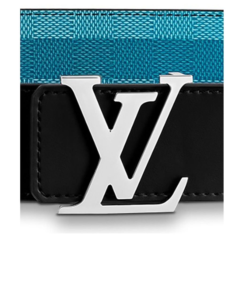 Louis Vuitton LV Intiales Damier Stripes 40MM Reversible Belt Blue