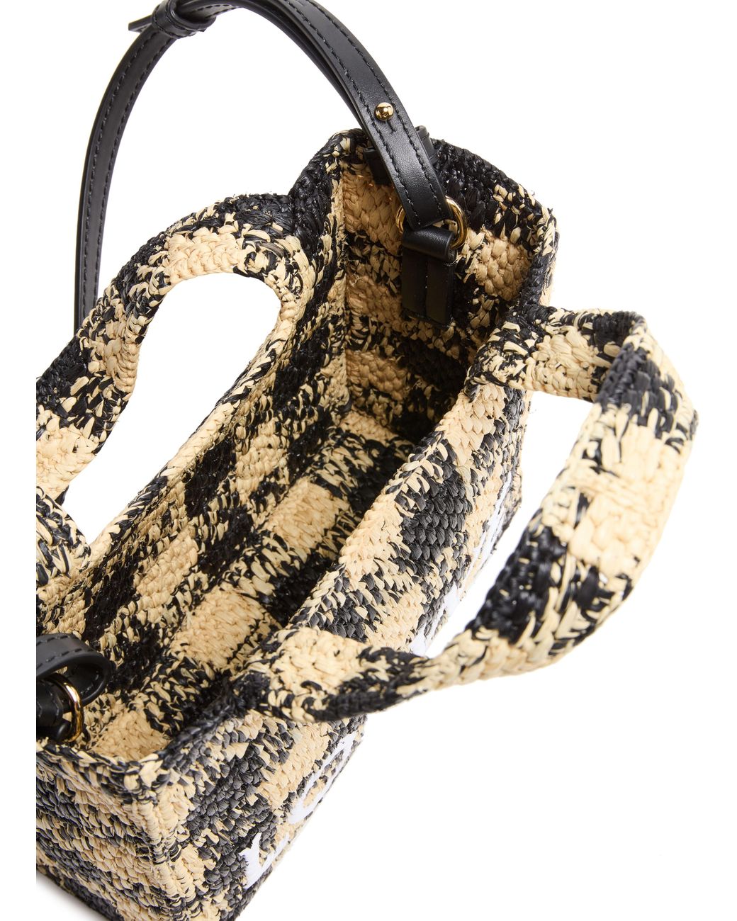 Loewe Font Gingham Mini Raffia Tote Bag in Metallic | Lyst