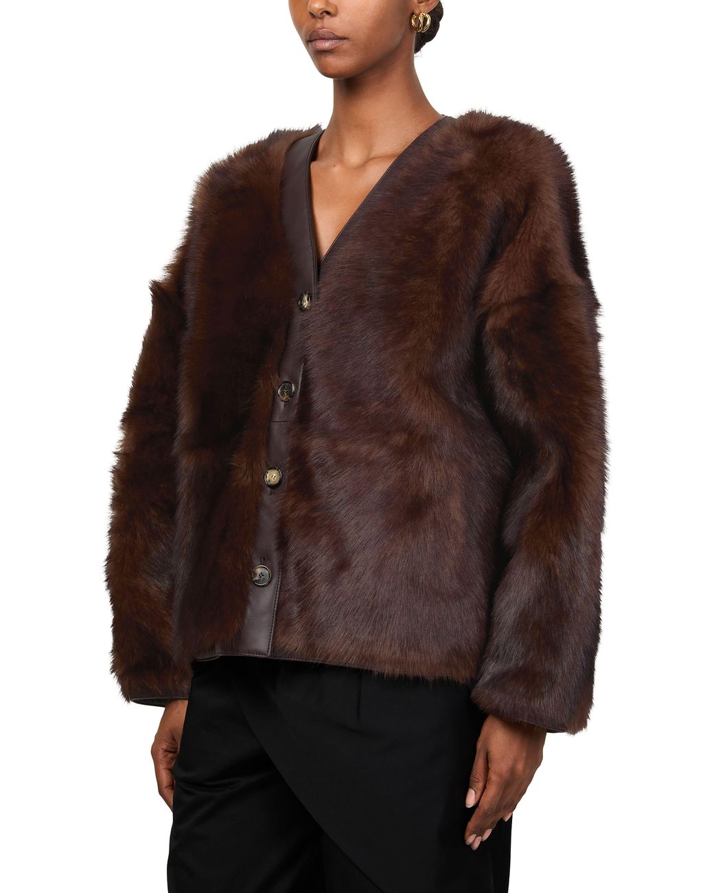 Loewe Brown Sheepskin Cardigan
