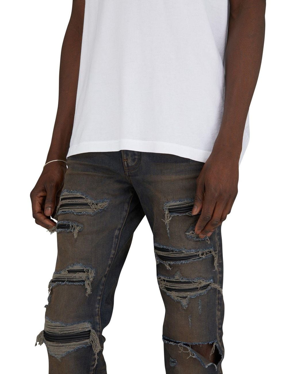 Jean Amiri Rainbow Paisley Thrasher - Indigo Argile Taille 33, Neuf Avec étiquettes !