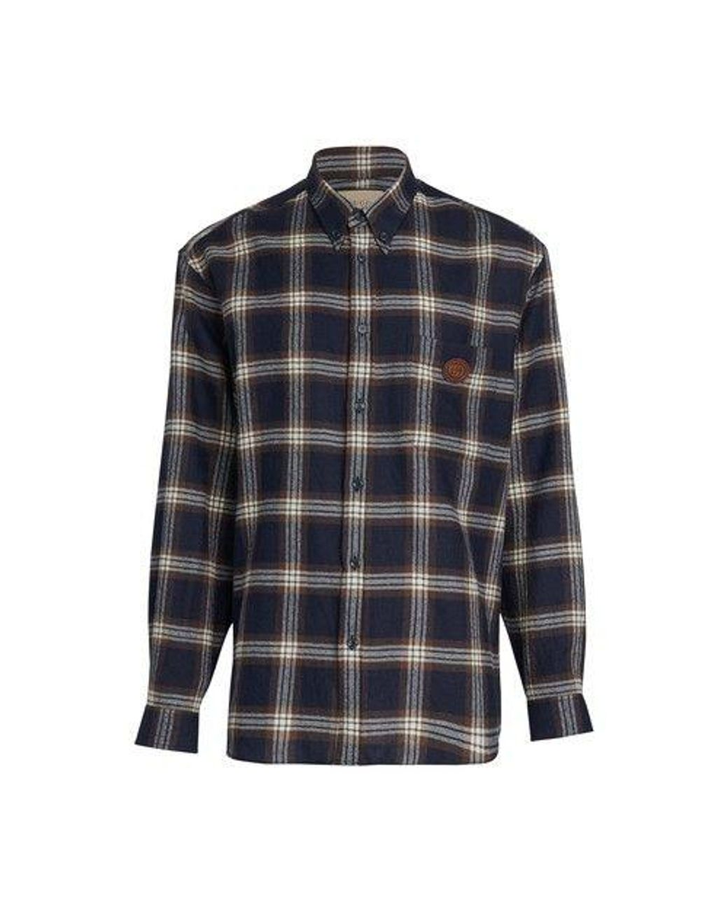 Gucci Check Shirt in Blue for Men