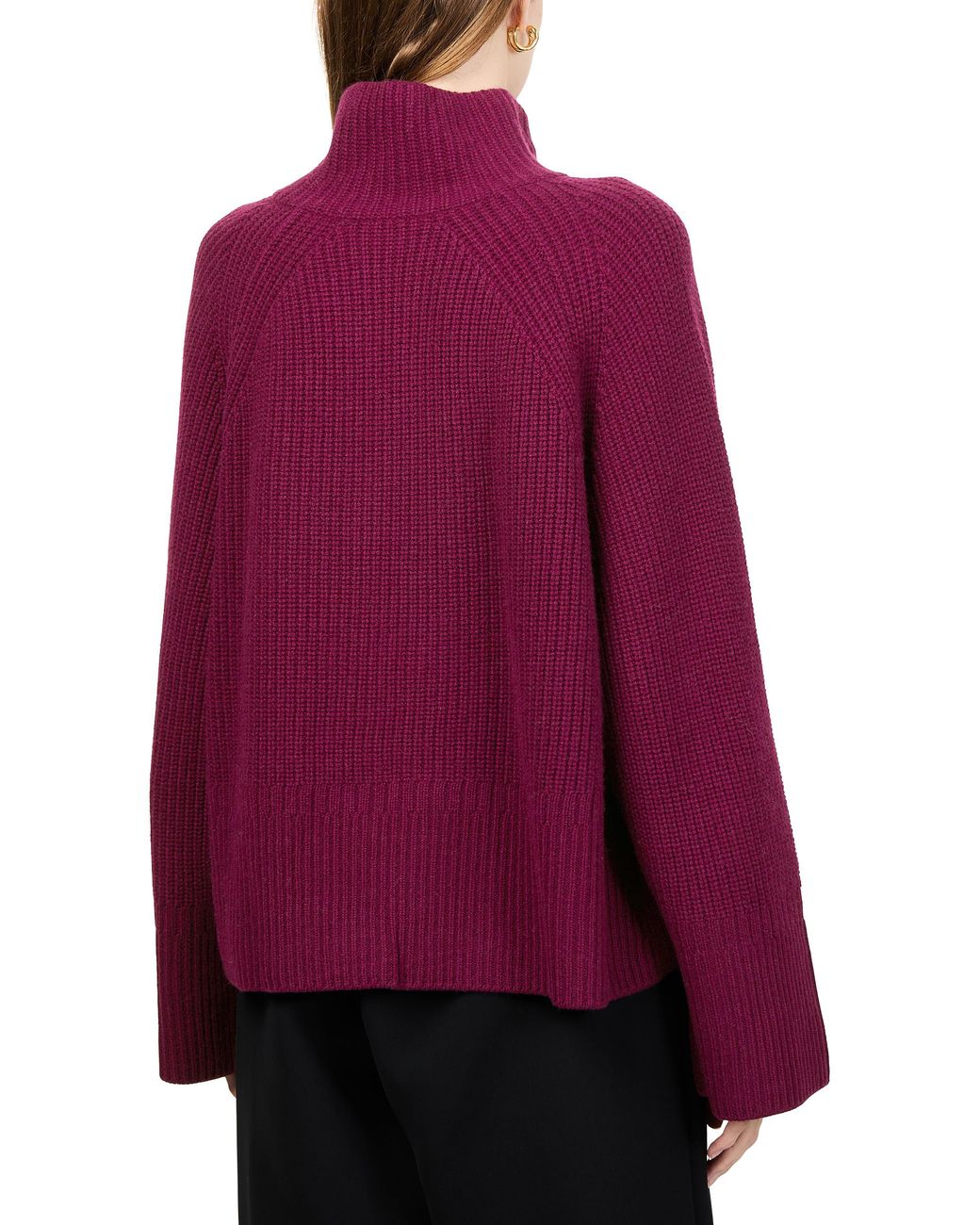 Bompard Purple Cashmere High Neck Sweater Buttoned