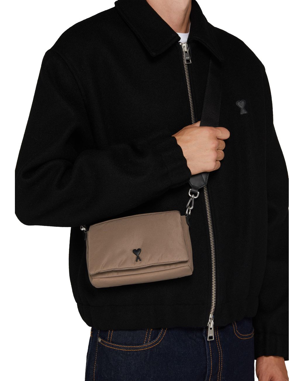 Ami Paris Ami de Coeur Magnetic Lunch Box Crossbody in Brown for