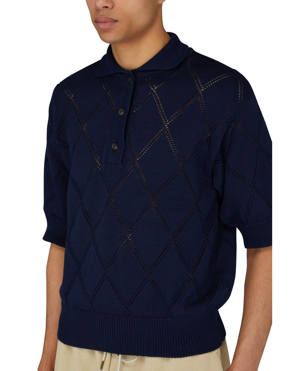 Egonlab Diamond Knitwear Polo in Blue for Men | Lyst