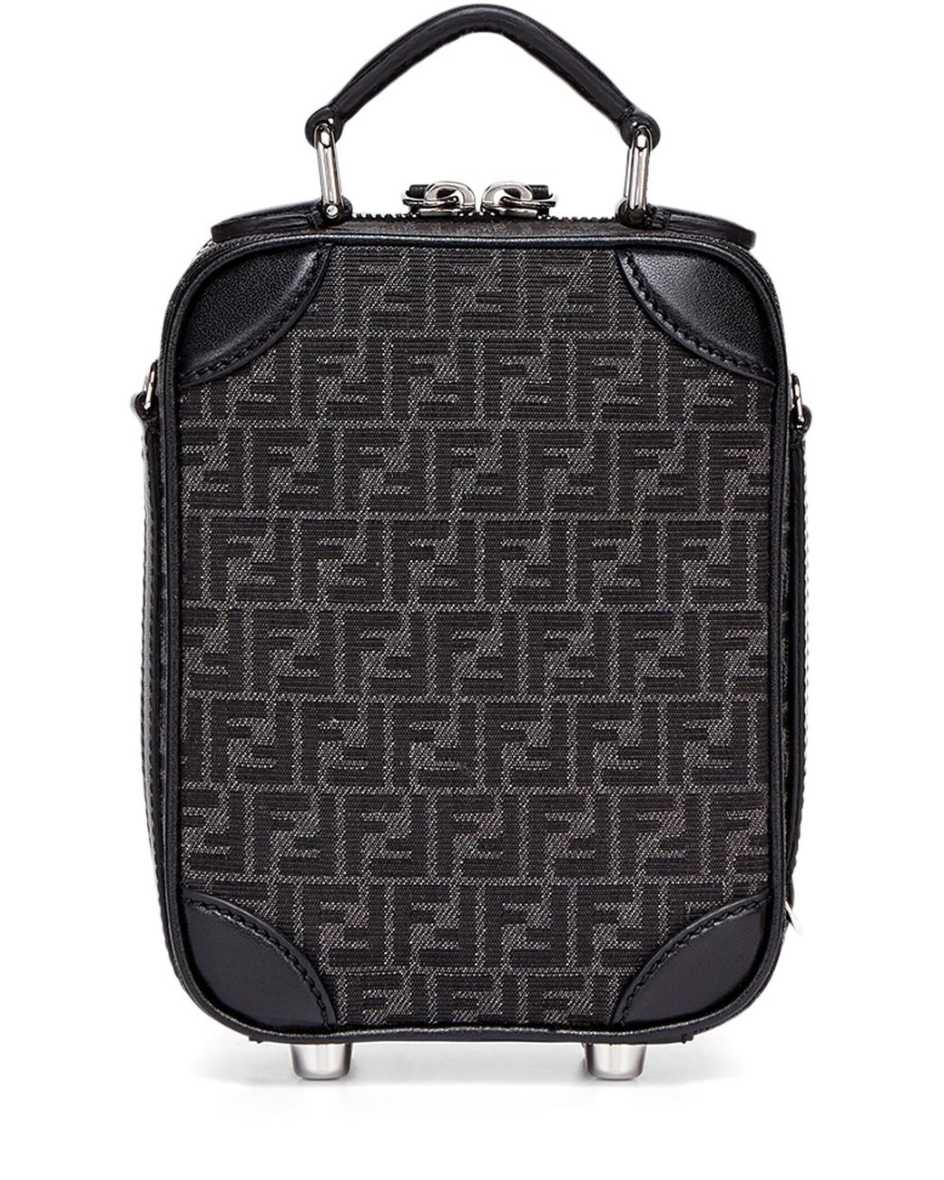 Mens Bags Luggage and suitcases for Men Black Fendi Leather Ff Jacquard Fabric Mini Suitcase in Black,Grey 