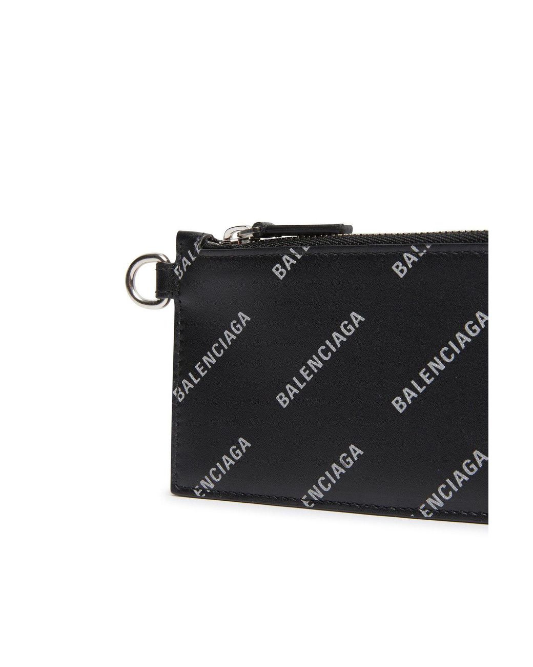 Balenciaga Cash Card Case On Keychain With Reflective Allover Logo in Black  for Men | Lyst