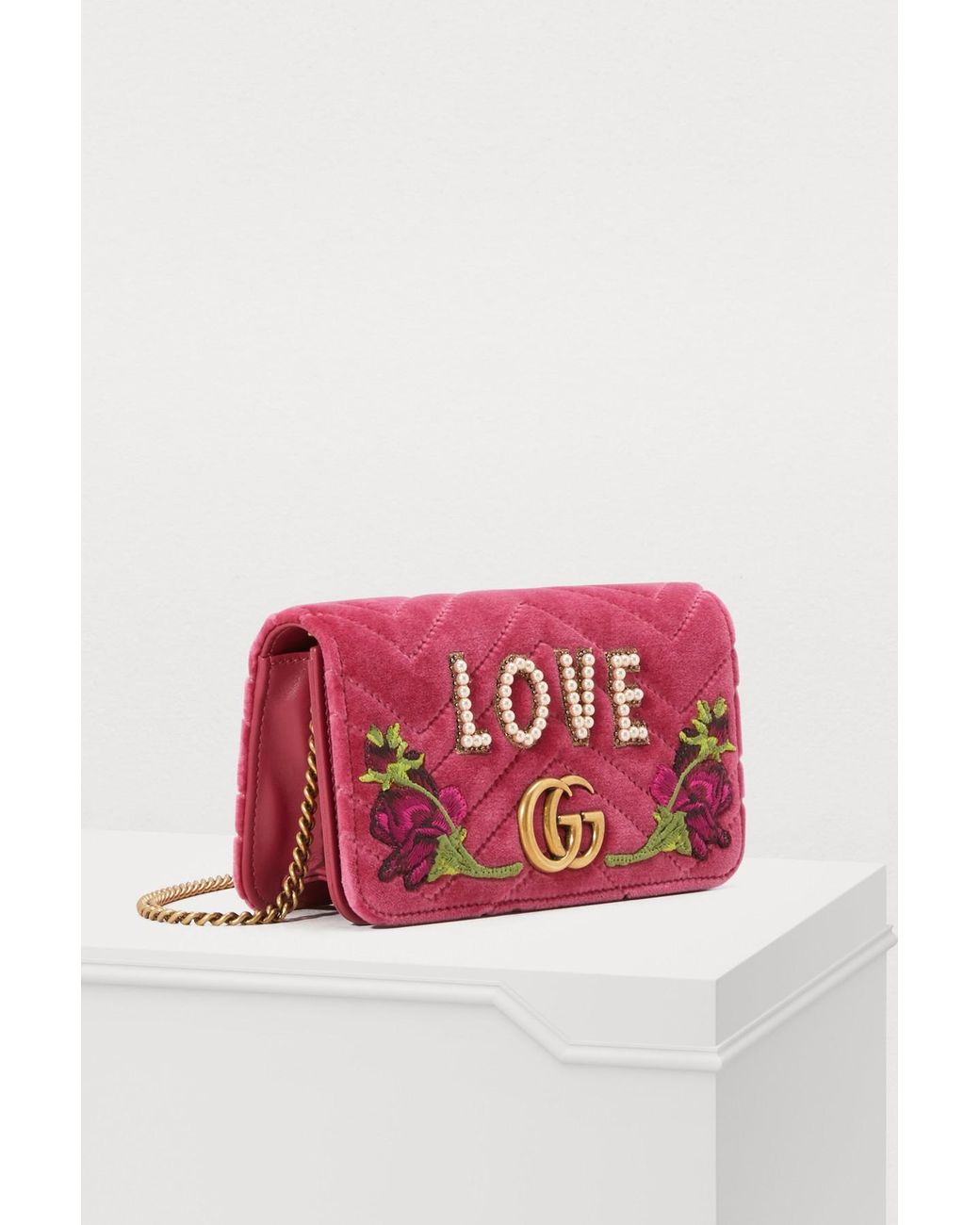 Gucci GG Marmont Love Mini Bag in Pink | Lyst