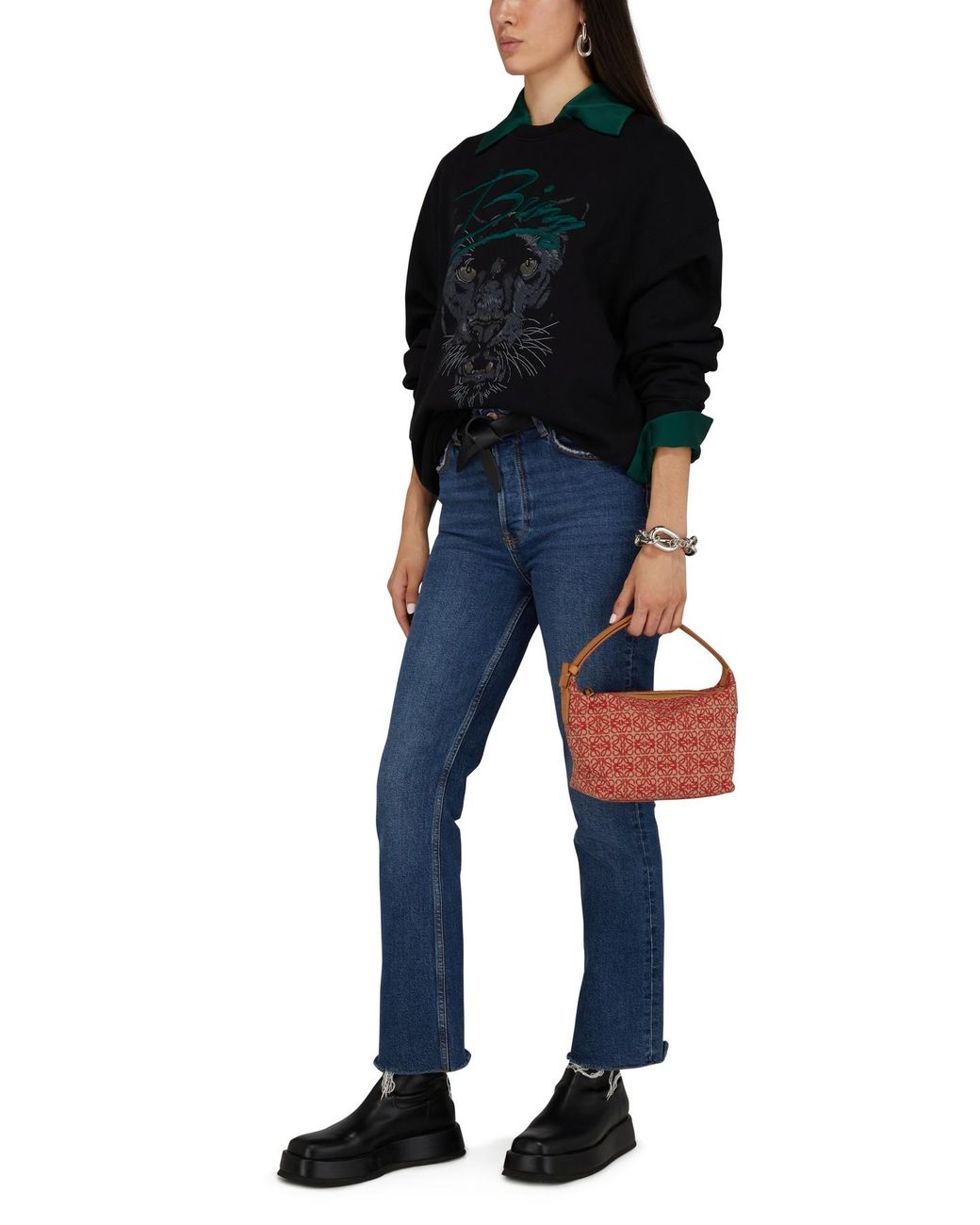 Anine Bing Kenny Sweatshirt Panther in Black | Lyst