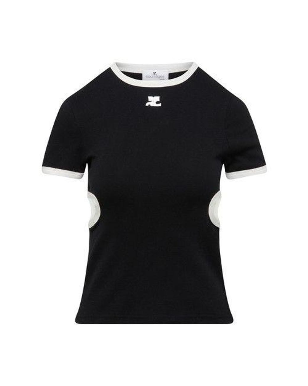 Courreges Bumpy Cut Out T-shirt in Black | Lyst