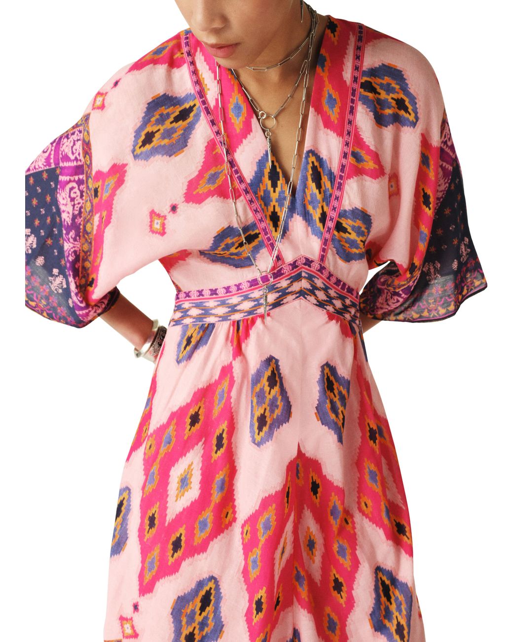 bash boho dress Ba&sh Viscose Maxi Dress with Cut-outs and Gold-tone Buckle Size XS