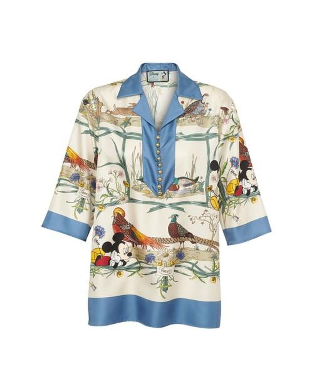 Gucci Mickey Mouse Silk Pyjama Top. in Blue | Lyst