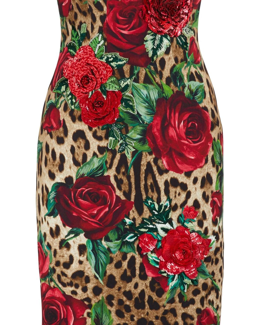 Dolce and gabbana leopard and rose dress sales