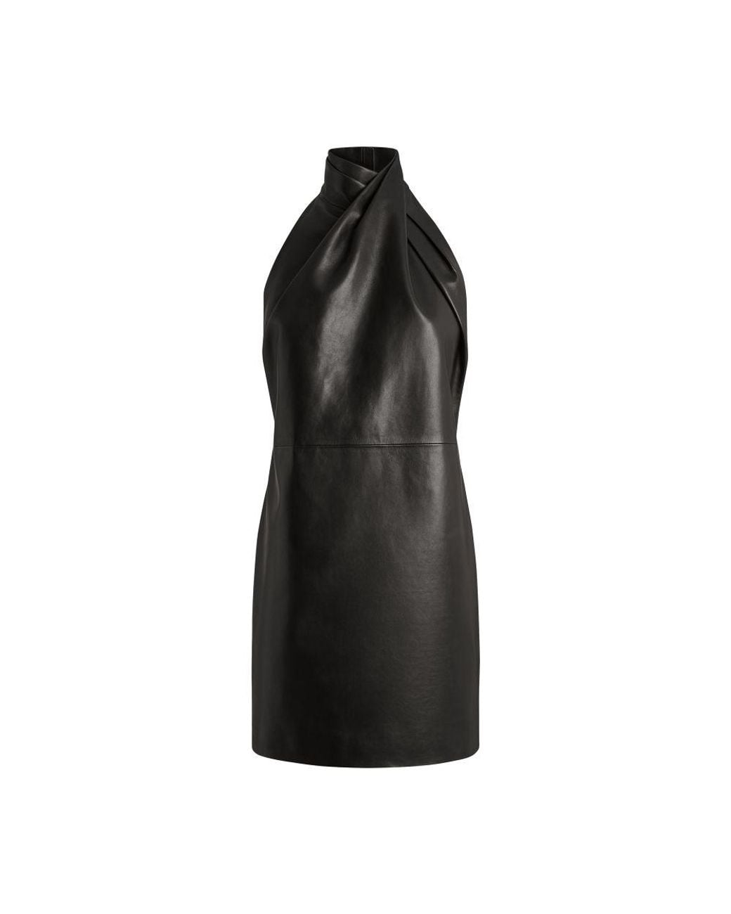Balmain Black Backless Leather Mini Dress