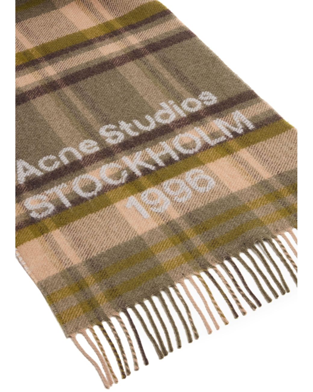 Acne Green Check Logo Scarf