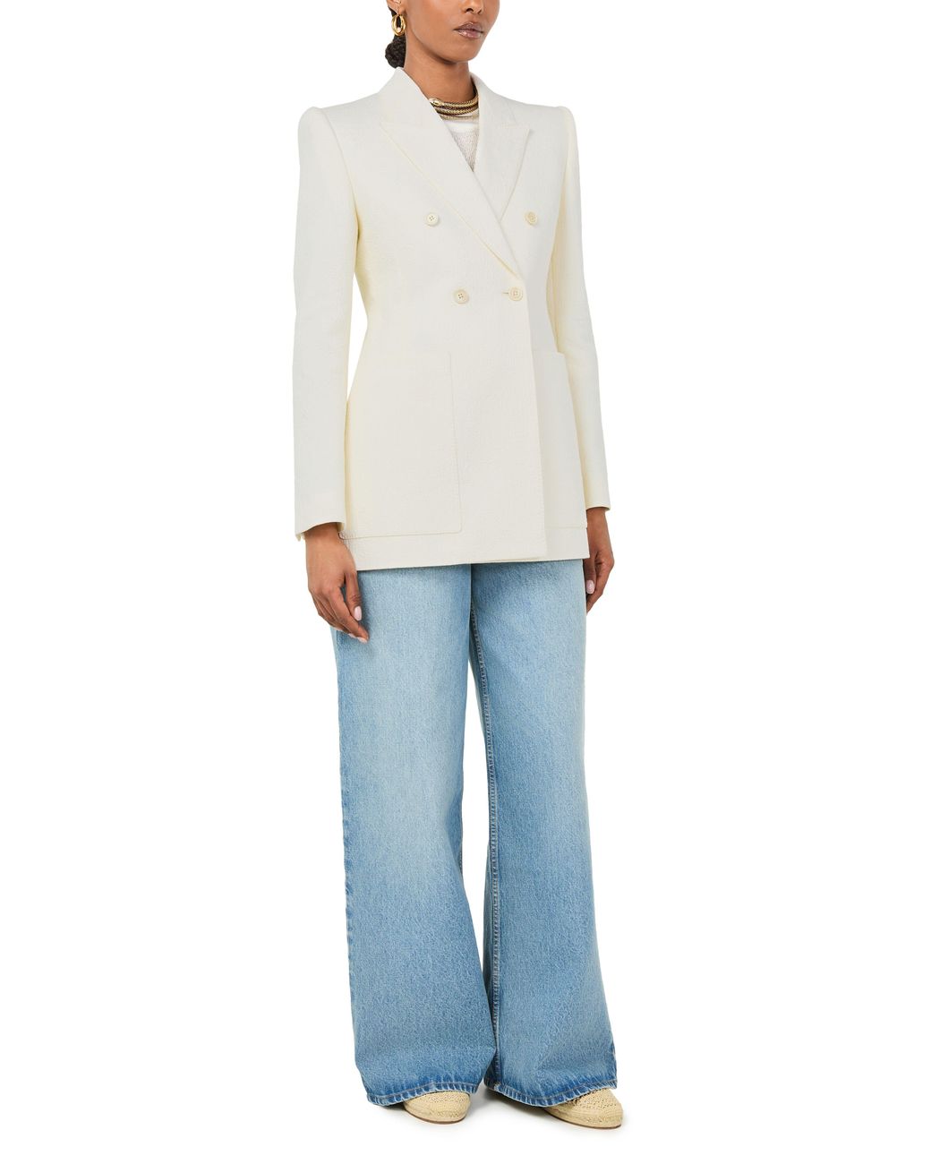 ジャケット Chloe White Cotton Blend Blazer Chloé Tailored Jacket In Cotton Mix Jacquard | Chloé US