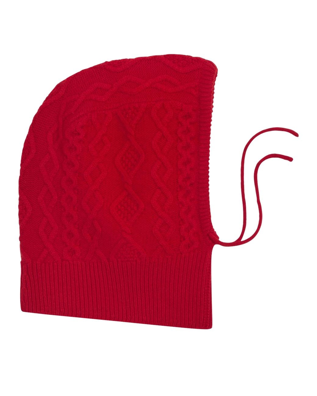 Bompard Red Cashmere Cable Knit Balaclava