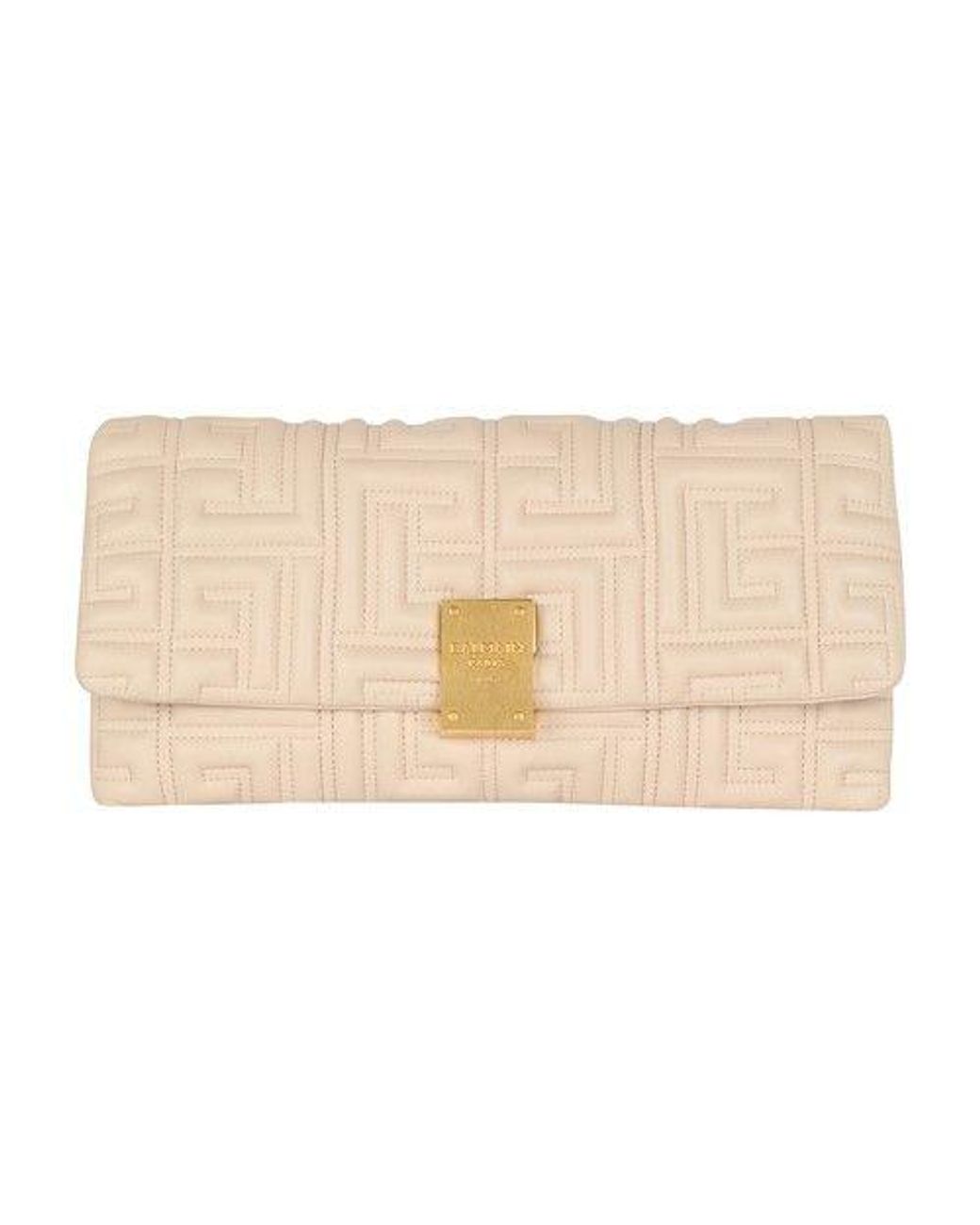 Balmain 1945 Soft Quilted Leather Clutch Bag in Natural | Lyst
