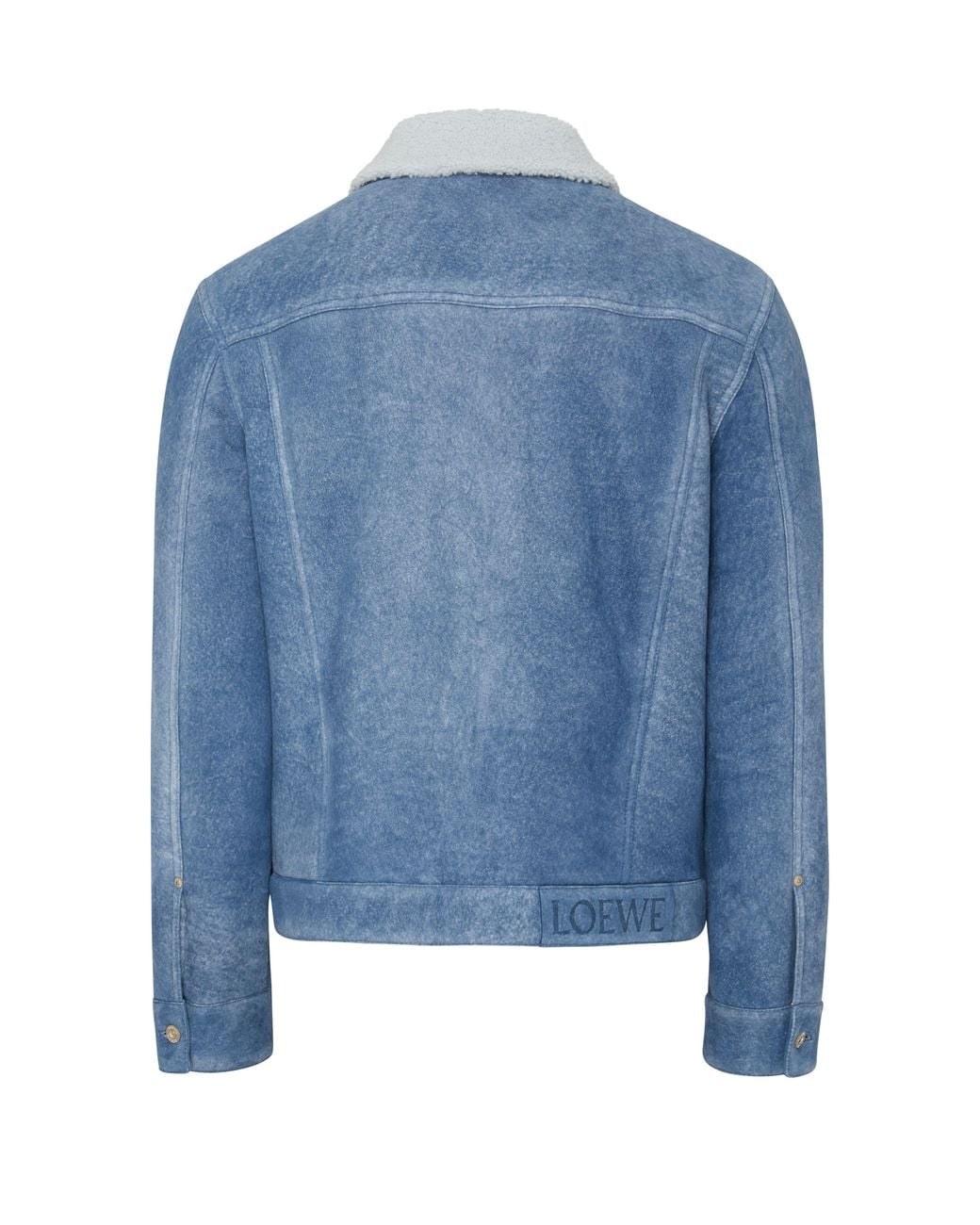 Loewe Blue Denim Jacket With Shearling Collar for men