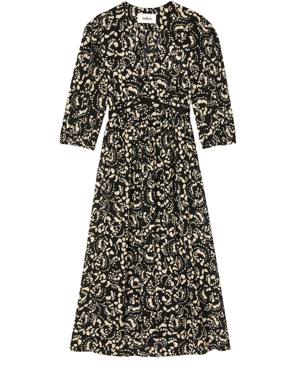 bash black and white dress Ba&sh Erry in Style:Navy Blue wide-striped Ron White Cut Out short ruffled sleeves YGroup_BEBE1915