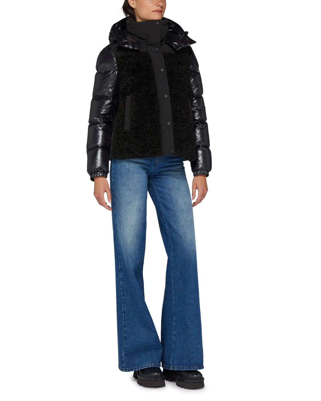 MONCLER | Brandon Down Jacket 関税込 Moncler Brandon Shearling Down Jacket in Black | Lyst