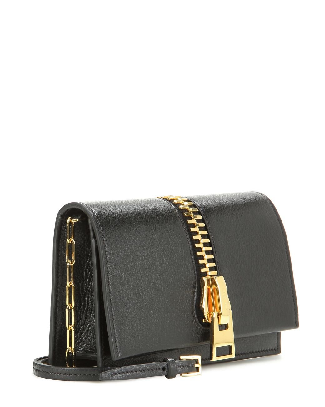Tom Ford Small Zip Front Leather Shoulder Bag in Black | Lyst