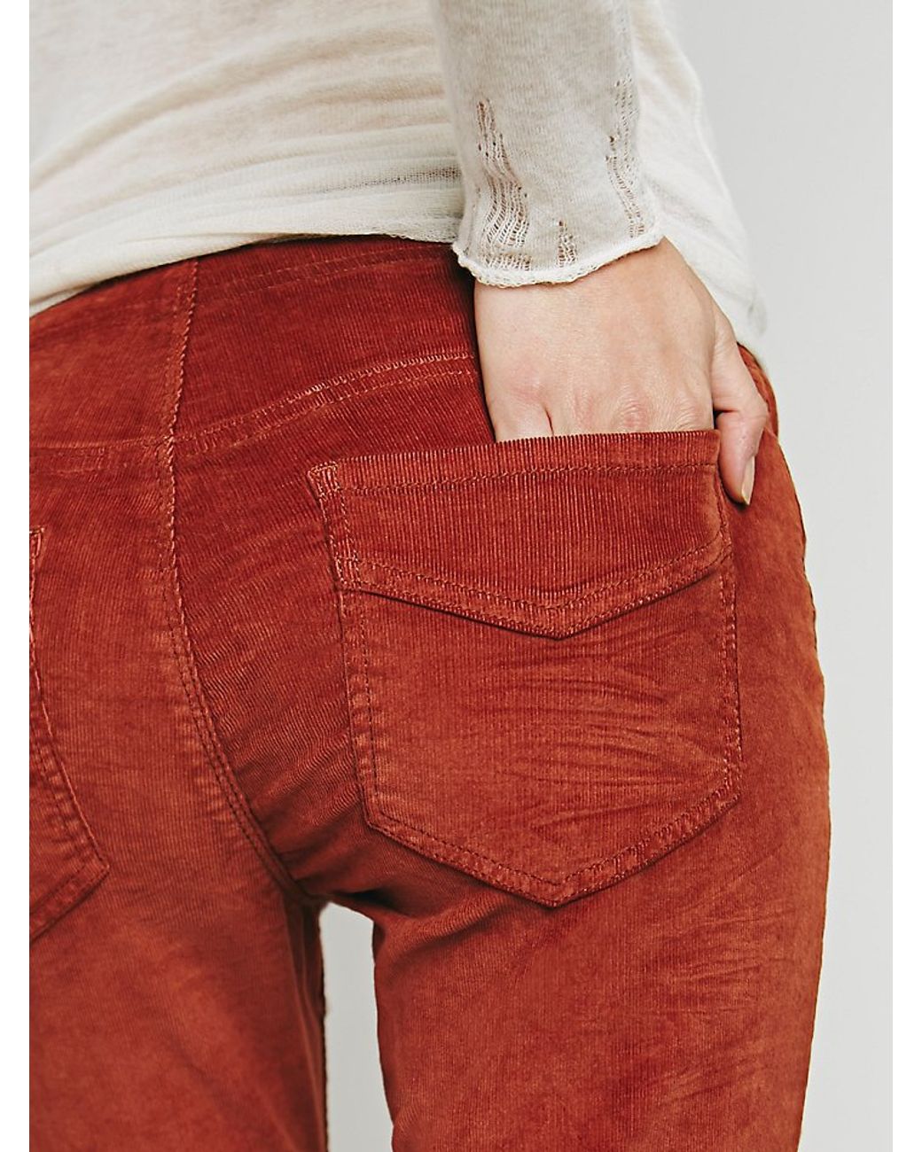 Pull On Corduroy Flare in Brick 