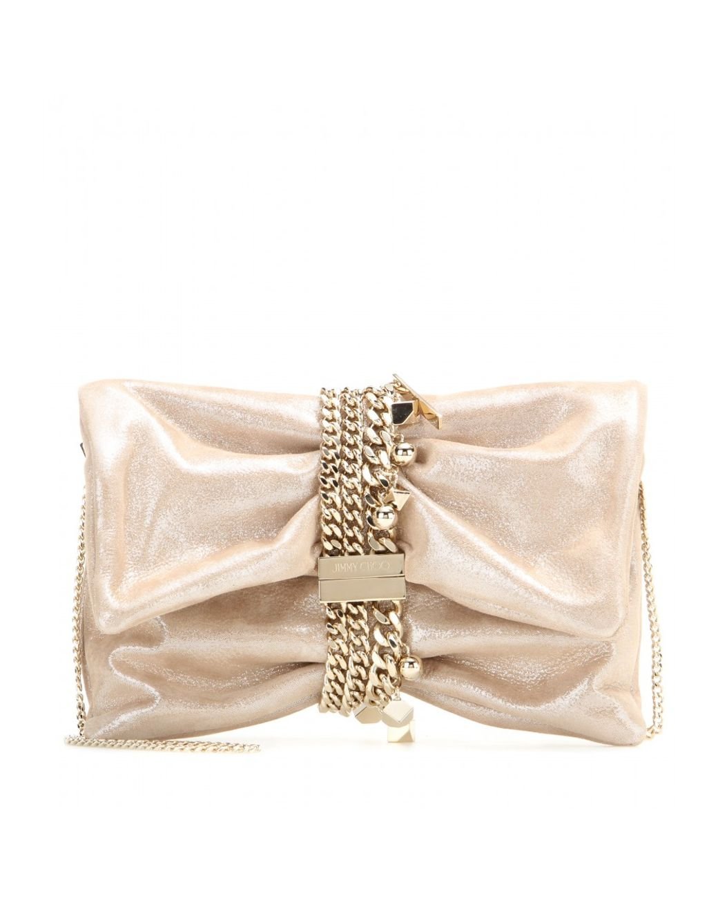 Jimmy Choo Chandra Embellished Suede Clutch in Natural | Lyst