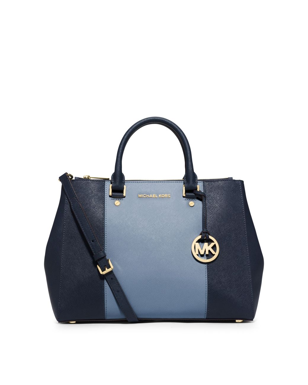 Michael Kors Sutton Large Color-block Leather Satchel in Blue | Lyst