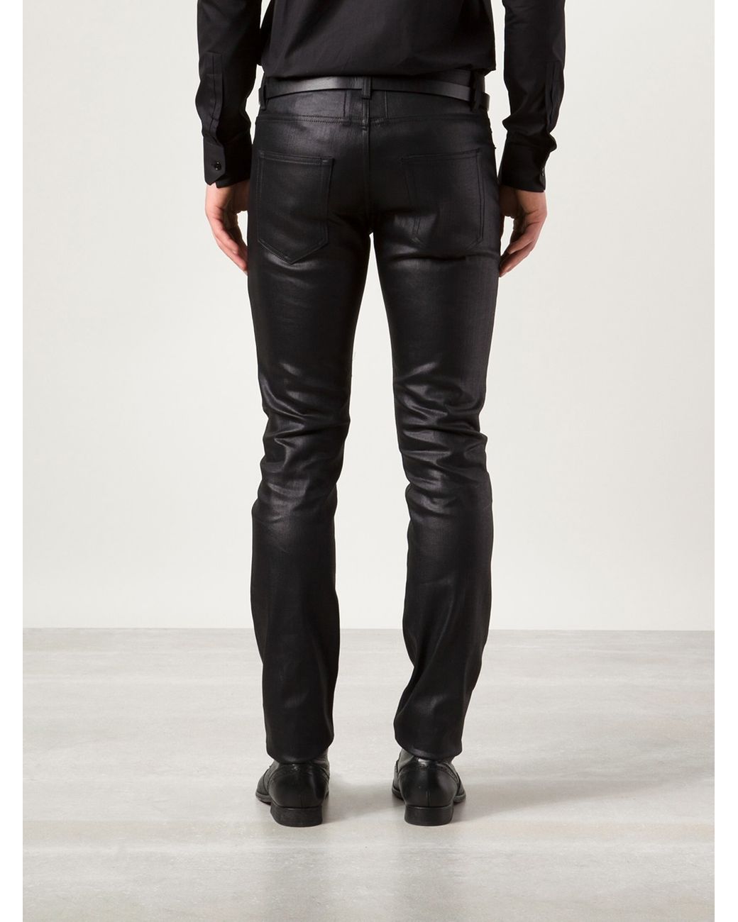 Saint Laurent Wax Denim Jeans in Black for Men Lyst