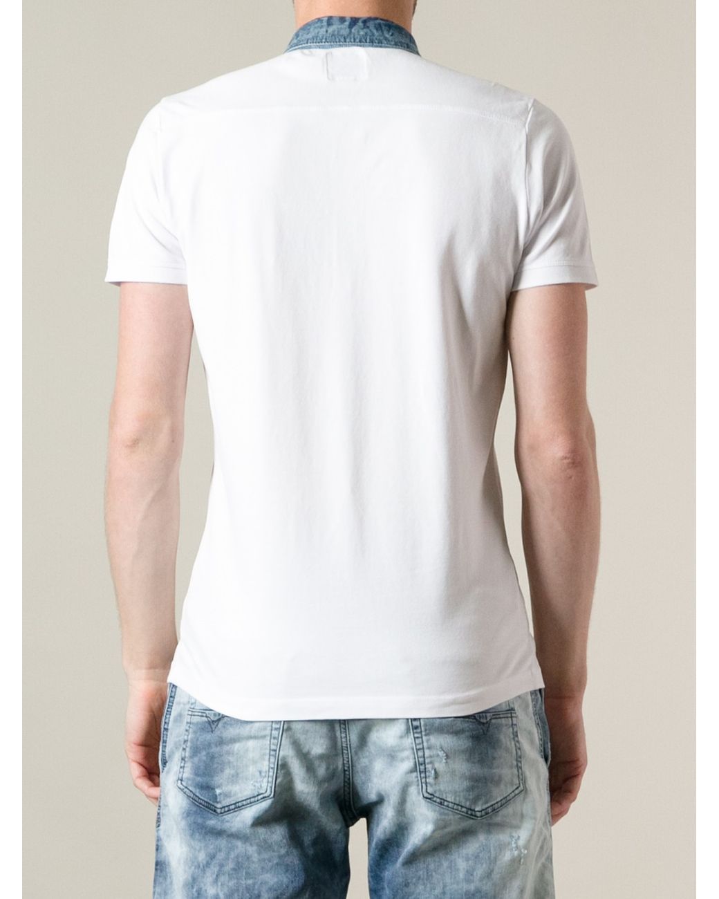 Diesel polo shirt denim collar on sale