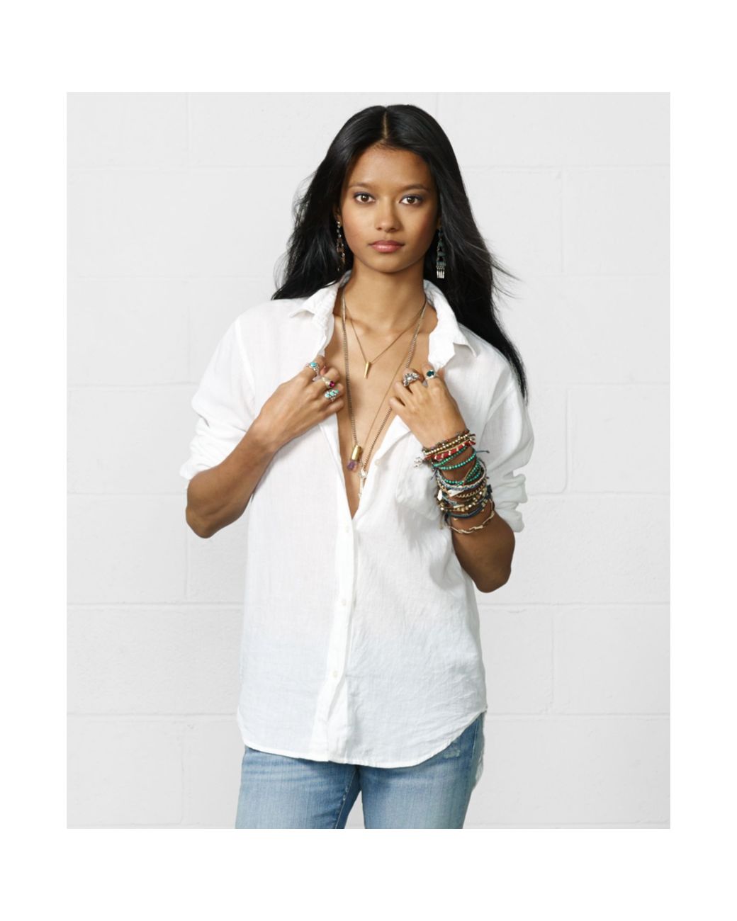 Denim & Supply Ralph Lauren Gauze Boyfriend Shirt in White Lyst