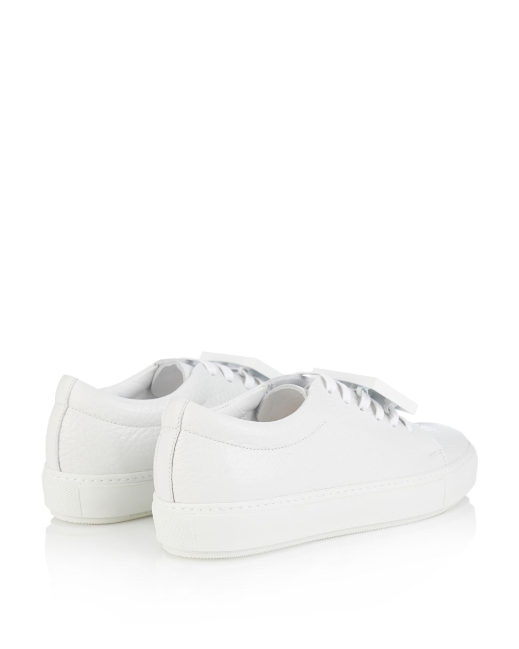 Acne Studios Adriana Smiley-Face Grained-Leather Sneakers in White | Lyst