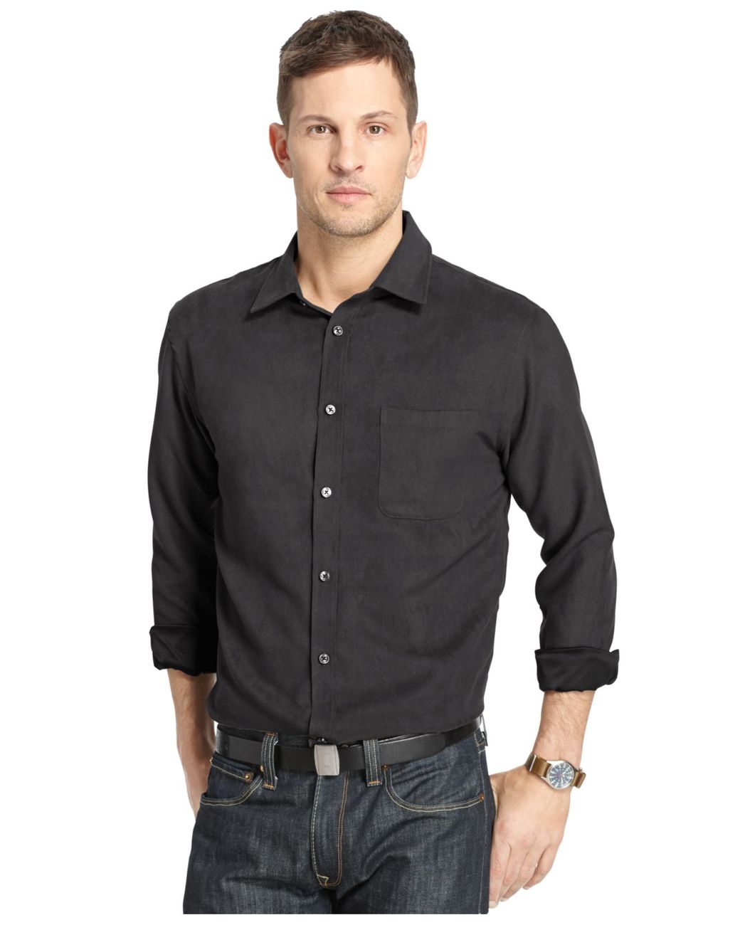 Van heusen 2025 faux suede shirt